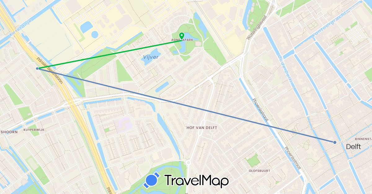 TravelMap itinerary: driving, bus, cycling in Netherlands (Europe)